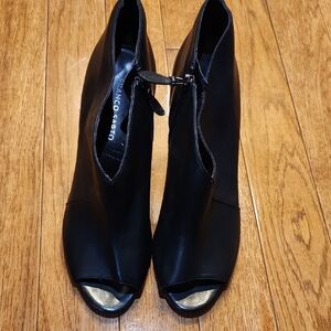Franco Sarto Black Open-Toe Ankle Booties | Side Zip | Size 10